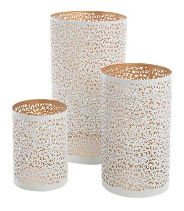   AU Maison Coral Lantern  White/Gold 3 stk